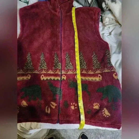 Vtg Glacier Gear Outdoor Fleece Vest Mens L or Wms XL Moose Bear‎ Trees Alaska - Picture 5 of 6